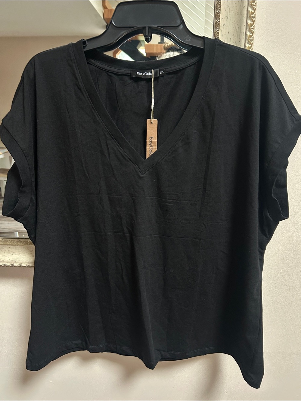 Women's Black V-Neck Short Sleeve Tee